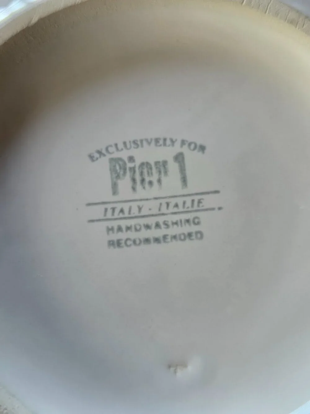 Vintage PIER 1 RARE Wide Rim White Ceramic Bowl 10.5